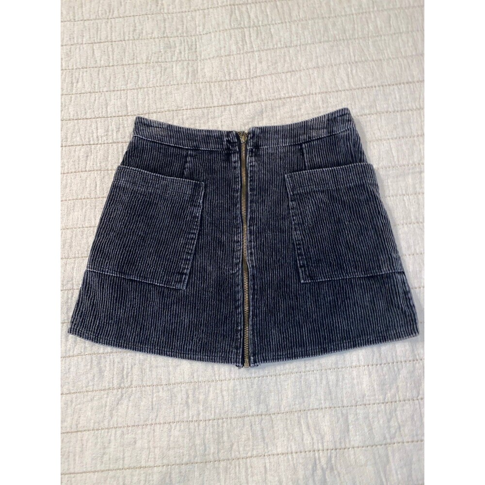 Washed black corduroy mini skirt Small